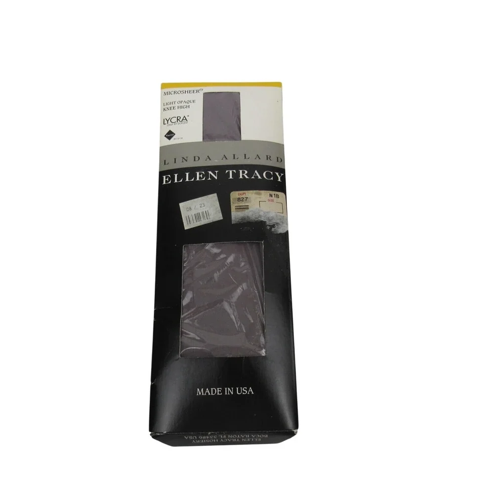 Ellen Tracy Microsheer Light Opaque Knee High Socks Lycra Spandex Made in USA‎